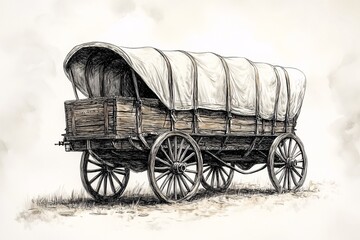Vintage Covered Wagon Illustration
