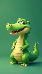 Fototapeta premium Cute low poly crocodile illustration for children's books or games, children, books