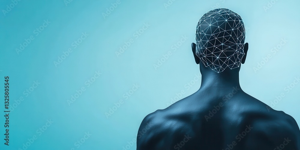 Aufkleber a digital representation of a human figure with a neural network overlay, suggesting themes of techn