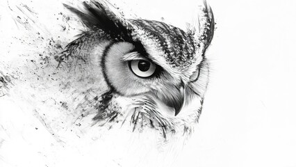 Obraz premium Intense Black And White Owl Portrait