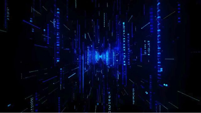 Digital Matrix: Immerse yourself in a futuristic digital landscape, where streams of binary code cascade through a dynamic, blue-hued matrix.
