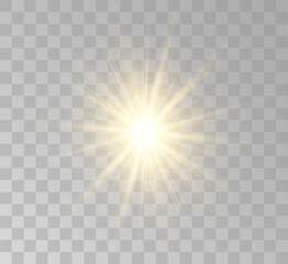 Transparent yellow sunlight special lens flash light effect. Front solar flare lenses	