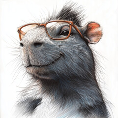 Cute Old School rock star capybara, white background, rocker vibe, rockstar