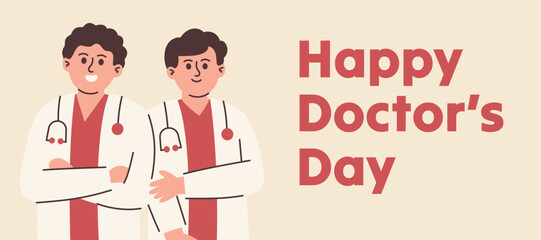 Happy Doctor's Day, Thank you to Medical Staff for Fighting Disease, Medical Poster with Team of Doctors.