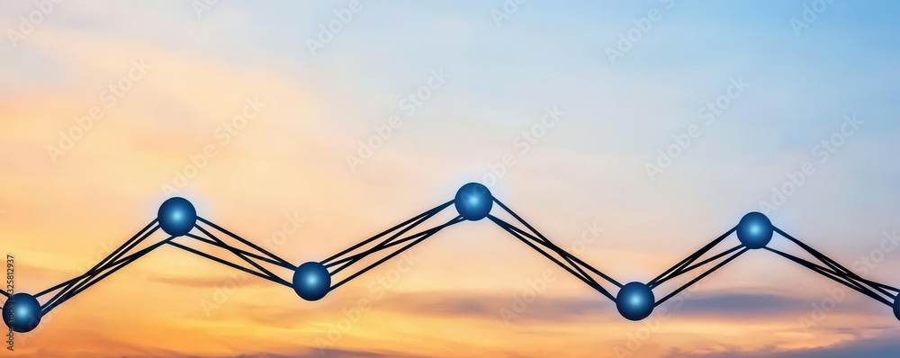 Poster Abstract graph design against a colorful sunset, symbolizing data trends or analytics.