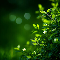 Obraz premium Lush Green Foliage with Delicate White Flowers