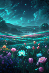 landscape with flowers