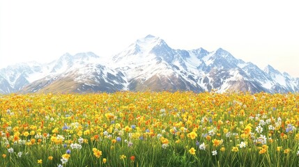 Obraz premium Hilly meadow spring fields mountains landscape colorful.