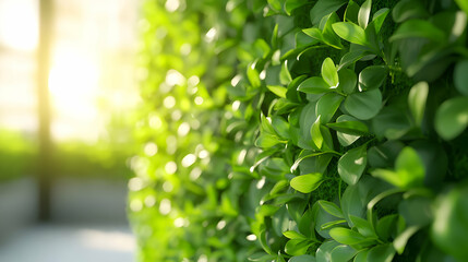 Obraz premium Lush Green Leaves in Sunlight: Close-Up View of Natural Foliage Texture