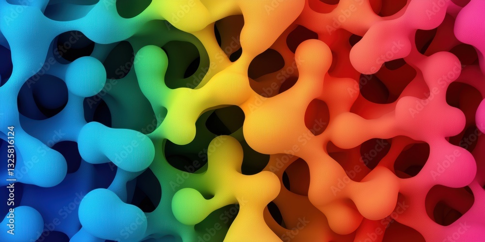 Poster A vibrant, abstract pattern featuring colorful shapes blending seamlessly in a rainbow spectrum.