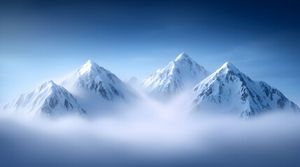 Obraz premium Majestic Snow-Capped Mountains Above Clouds