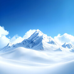 Majestic Snowy Mountain Peak Under A Vibrant Blue Sky