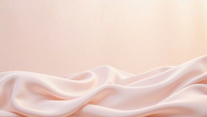 Obraz premium Soft pink satin fabric draped elegantly, creating smooth and luxurious background. gentle folds and subtle sheen evoke sense of calm and sophistication
