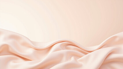 Obraz premium Elegant soft fabric draped gracefully, creating smooth waves and gentle folds. light peach color adds warm and inviting touch, perfect for backgrounds or textile designs