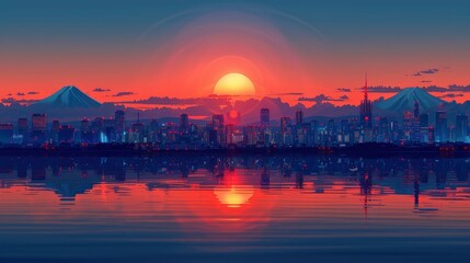 popular cover or banner Minimalist Tokyo retro 80's 