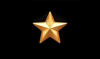 Obraz premium Golden Star Icon on Black Background with Shiny Finish