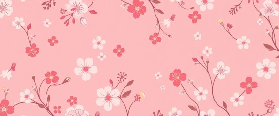 Abstract Japanese-inspired seamless pattern Pink background with delicate floral and geometric motifs ideal for various applications, japanese, beauty