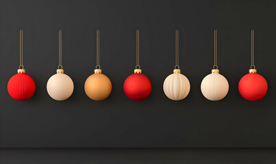 Elegant Ornaments Hanging on a Dark Wall for Holiday Decoration