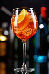 Aperol spritz cocktail on a bar table