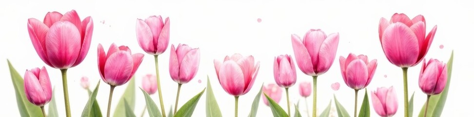 Naklejka premium A delicate watercolor illustration of pink tulip flowers with intricate details, floral, painting