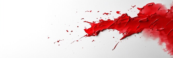 A textured red paint splash spreading on a white canvas, symbolizing creativity and artistic expression