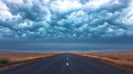 Naklejka premium Dramatic Coastal Road Cloudy Sky Asphalt Highway Ocean View Travel Photography