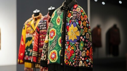 Colorful Handcrafted Jackets Displayed in Fashion Exhibition