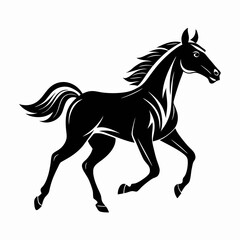 Obraz premium Elegant Black Silhouette of a Running Horse Illustration