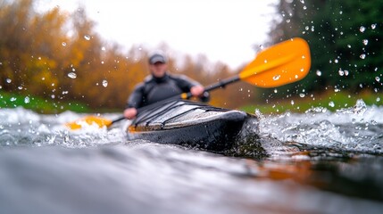 Fototapeta premium Kayak Whitewater River Rapids Extreme Sport Action