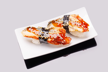 Unagi sushi beautifully arranged