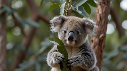 Fototapeta premium koala in eucalyptus tree
