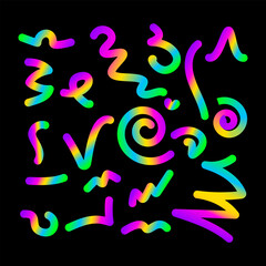 Fototapeta premium Set vibrant abstract rainbow gradient shapes for backgrounds, vector social media graphics, eye-catching designs.