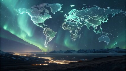 Mystical World Map Created from Flowing Streams and Waterways