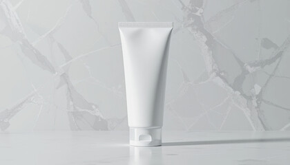 sleek white tube on marble surface, ideal for skincare products