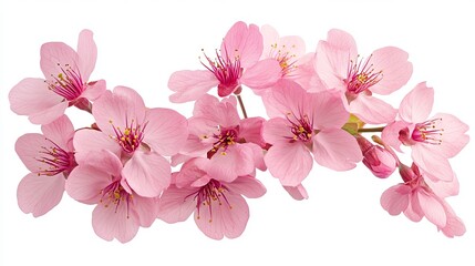 Bright pink cherry blossom flowers isolated on clean white background