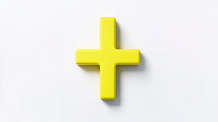 Fototapeta premium Yellow Plus Sign 3D Render Math Symbol Education Positive Addition Graphic Design E