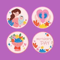 Hand drawn mother's day label collection