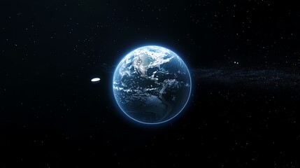 Fototapeta premium Earth From Space with Lights and Starry Background for Cosmic Themes