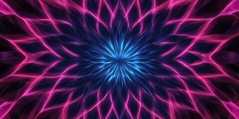 A vibrant, abstract design featuring swirling blue and pink patterns against a dark background, creating a dynamic and captivating visual effect.