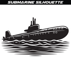 Obraz premium Submarine silhouette vector illustration