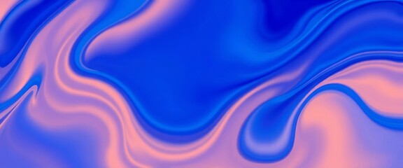 Naklejka premium Abstract blue liquid wave, flowing dynamic motion, vibrant gradient background, liquid pattern, illustration