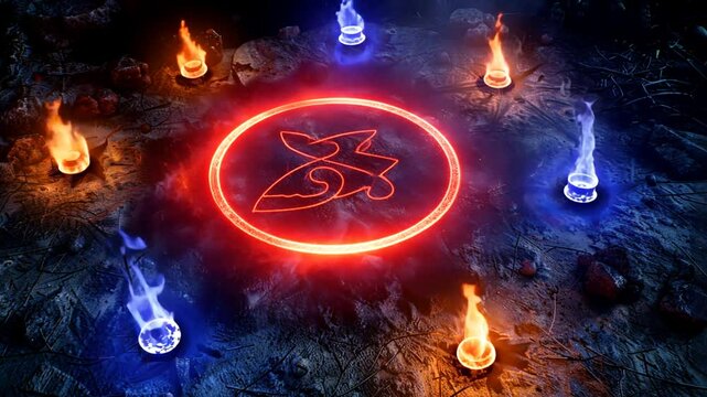 Feuriger Zauberkreis mit gl&uuml;hender Energie