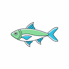 neon tetra fish on a white background