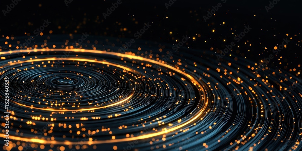 Aufkleber A mesmerizing swirl of golden light particles against a dark background, creating a dynamic and enchanting visual effect.