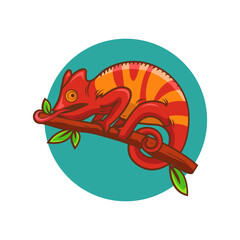Bold Chameleon Logo with Vibrant Cartoon Style Vector Illustration