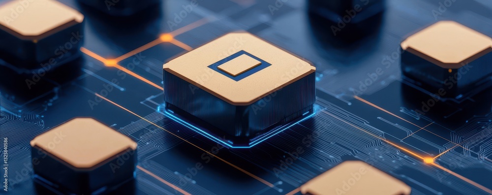 Aufkleber A close-up view of a microprocessor on a circuit board, showcasing intricate design and technological sophistication.