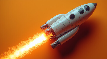 Retro Rocket Launch: A Vintage Spacecraft Blazing Through the Cosmos. Embark on a Futuristic Adventure into the Unknown Depths of Space