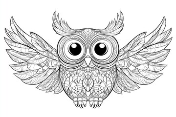 Obraz premium Adorable Owl Coloring Page Illustration for Kids with Intricate Details Lines