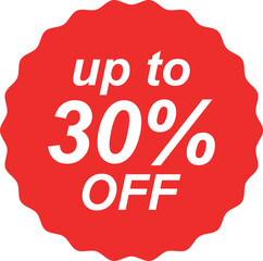 Discount sale off tag, 30 percent. badge price discount number. Flat offer stamp 