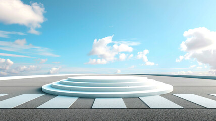 podium with road background